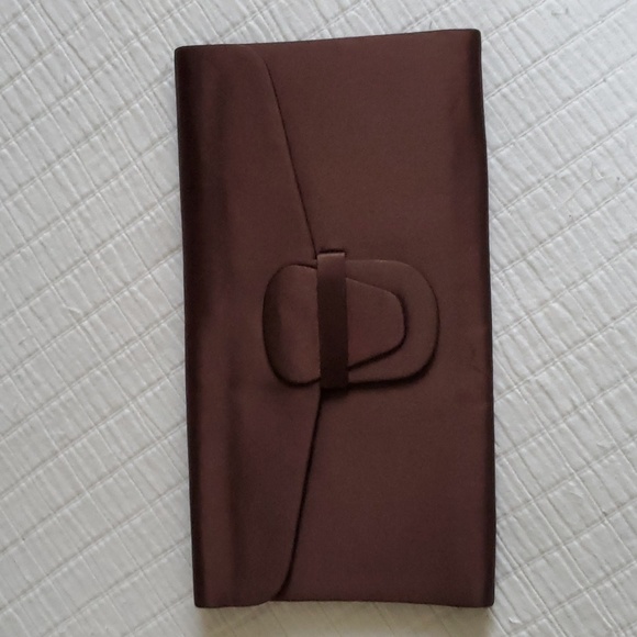 Joseph Magnin Handbags - Joseph Magnin Brown Satin fold over clutch bag  Made in Italy!  Vintage perfect